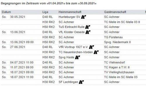 Die Punktspiel-Termine unserer drei Mannschaften für die Sommer-Saison stehen fest